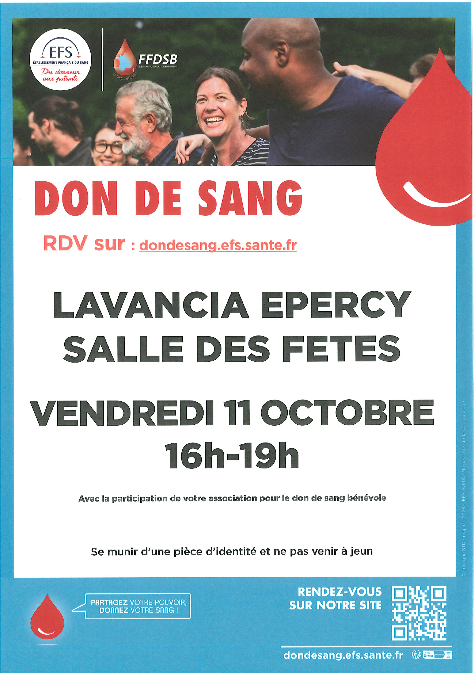 Collecte don du sang à Dortan le vendredi 11 octobre 2024