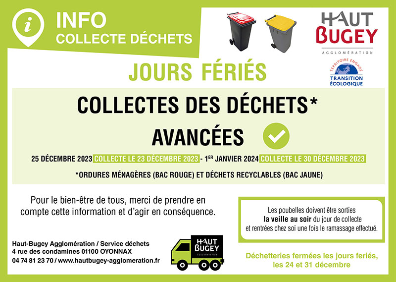 Collecte des déchets jour férié Dortan